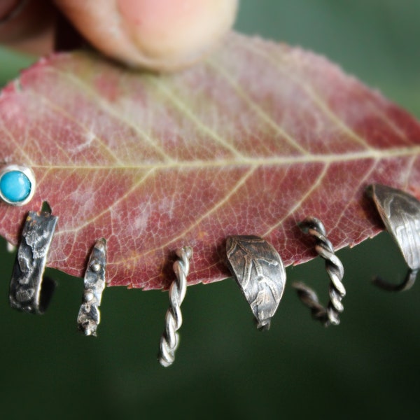 Handmade silver nose rings / assorted sterling silver nose jewelry / Kingman turquoise nose stud / one of a kind gifts