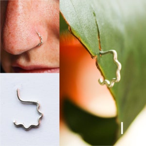 Recycled handmade silver and copper nose rings / assorted sterling silver nose studs / unique nose jewelry / one of a kind custom gift I: Squiggly silver