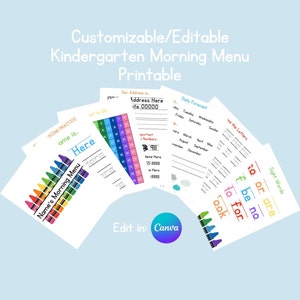 Customizable Homeschool Morning Menu Printable | Kindergarten Morning Menu Printable | Customizable Morning Menu