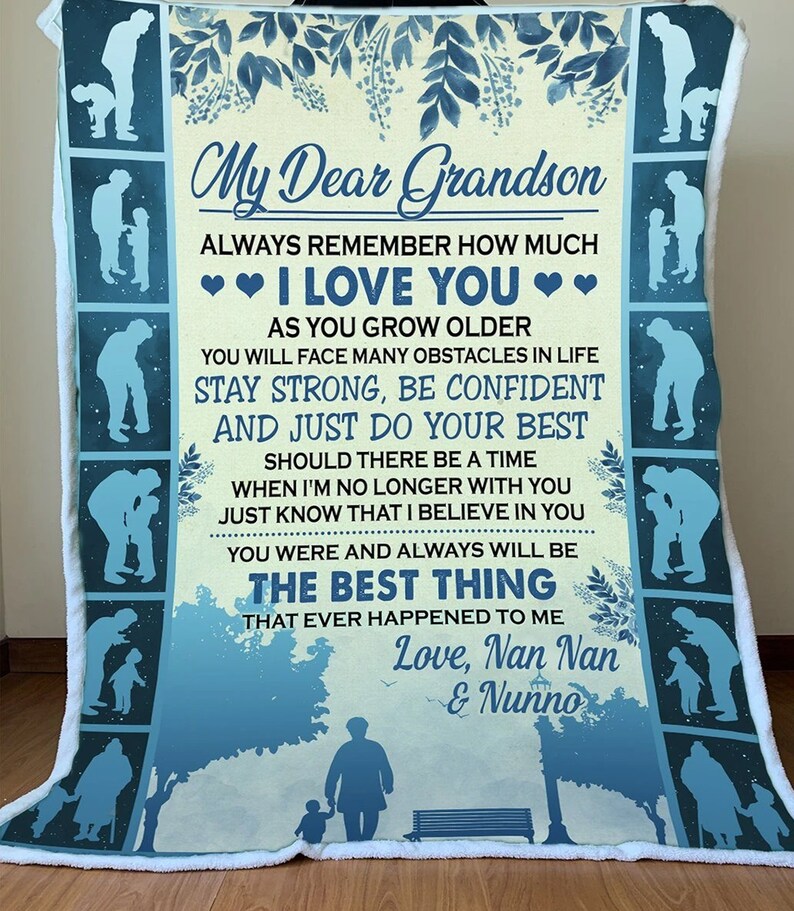 To My Grandson Blanket From Grandma To Grandson Fleece Blanket Etsy