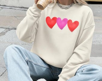 Heart sweatshirt, Valentine's Day gift, cute Valentine's Day sweater, love hearts sweatshirt, gift for her, birthday gift idea.