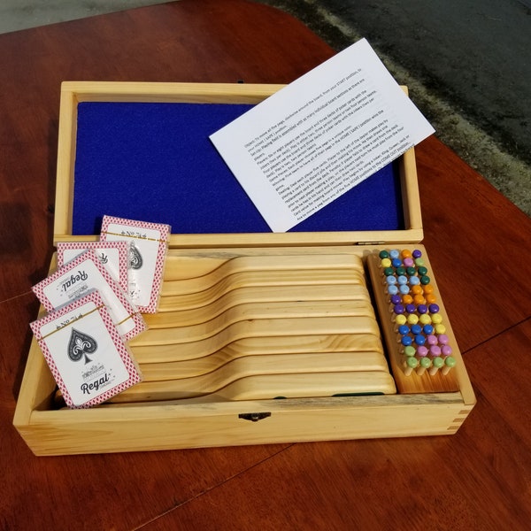 Jokers and Pegs Game Oak or Pine /8 Player / Jokers and Marbles/ Marble Pursuit /Wood Storage Box/ Fun for the whole family/ Game Night