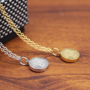 Dainty Saint Michael the Archangel necklace , Saint Michael medal necklace,St. Michael round pendant , Birthday gift for women