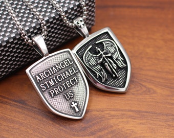 Saint Michael necklace, Saint Michael badge Necklace,Spiritual Shield Archangel Pendant, St Michael Is Commander Of The Army Of God