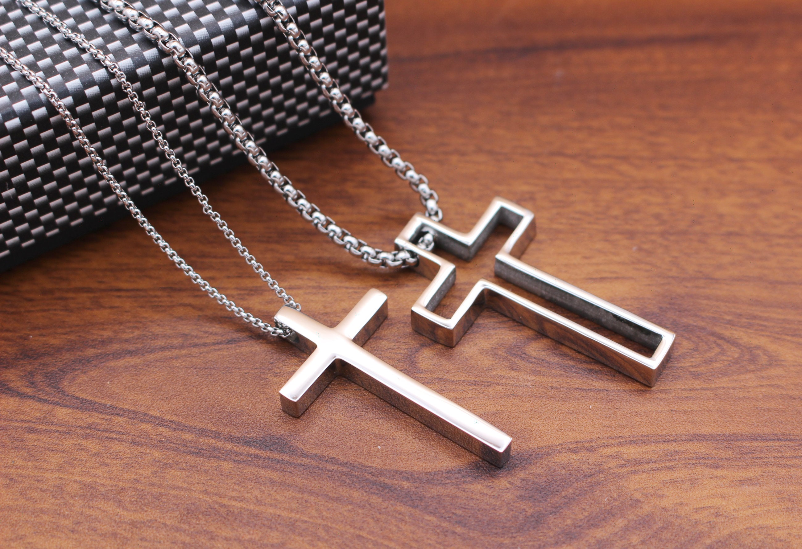 Couples cross best sale necklaces