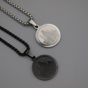 Saint Brendan Necklace ,Silver Catholic St. Brendan Medal Pendant birthday  gift for men women