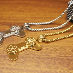 Controller necklace, controller charm, symbol of eat sleep game repeat cool necklace, men gold charm, Birthday gift  for boy men husband