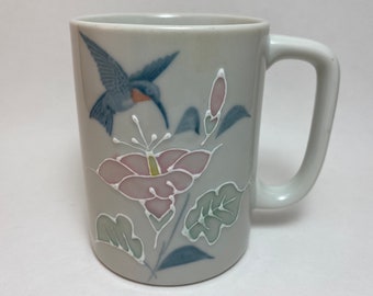 Otagiri Mug Hummingbird Embossed Flowers Vintage Japanese Coffeeware Kitchen