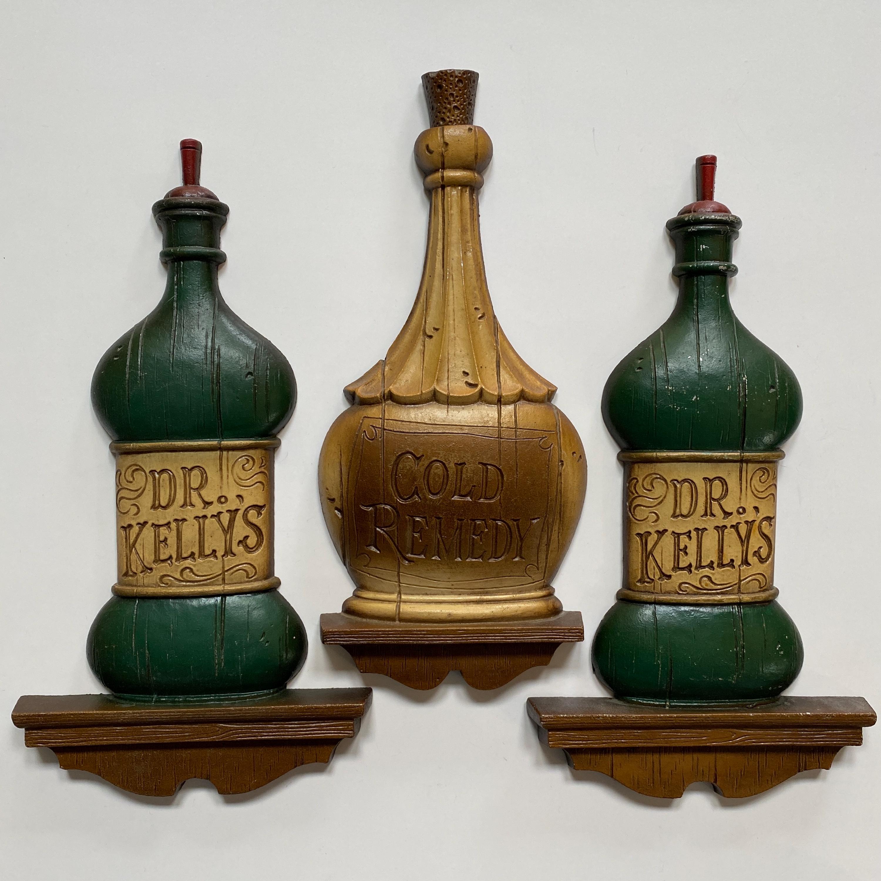 Vintage Sexton Dr. Kelly's Cold Remedy Metal Wall Hanging – Set of