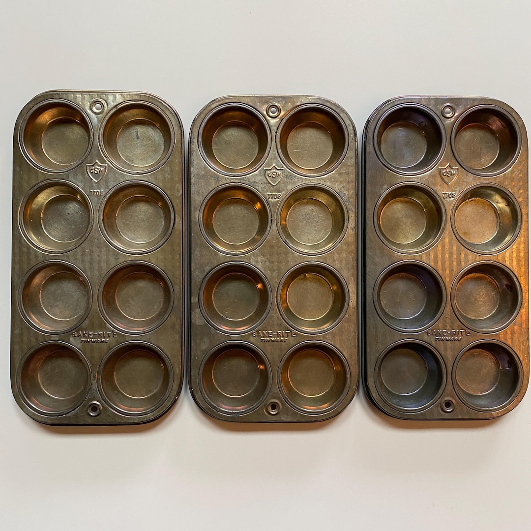 GSW Bake Rite Tinware Cupcake Tart or Muffin Tins Lot of 3 Baking Pans ...