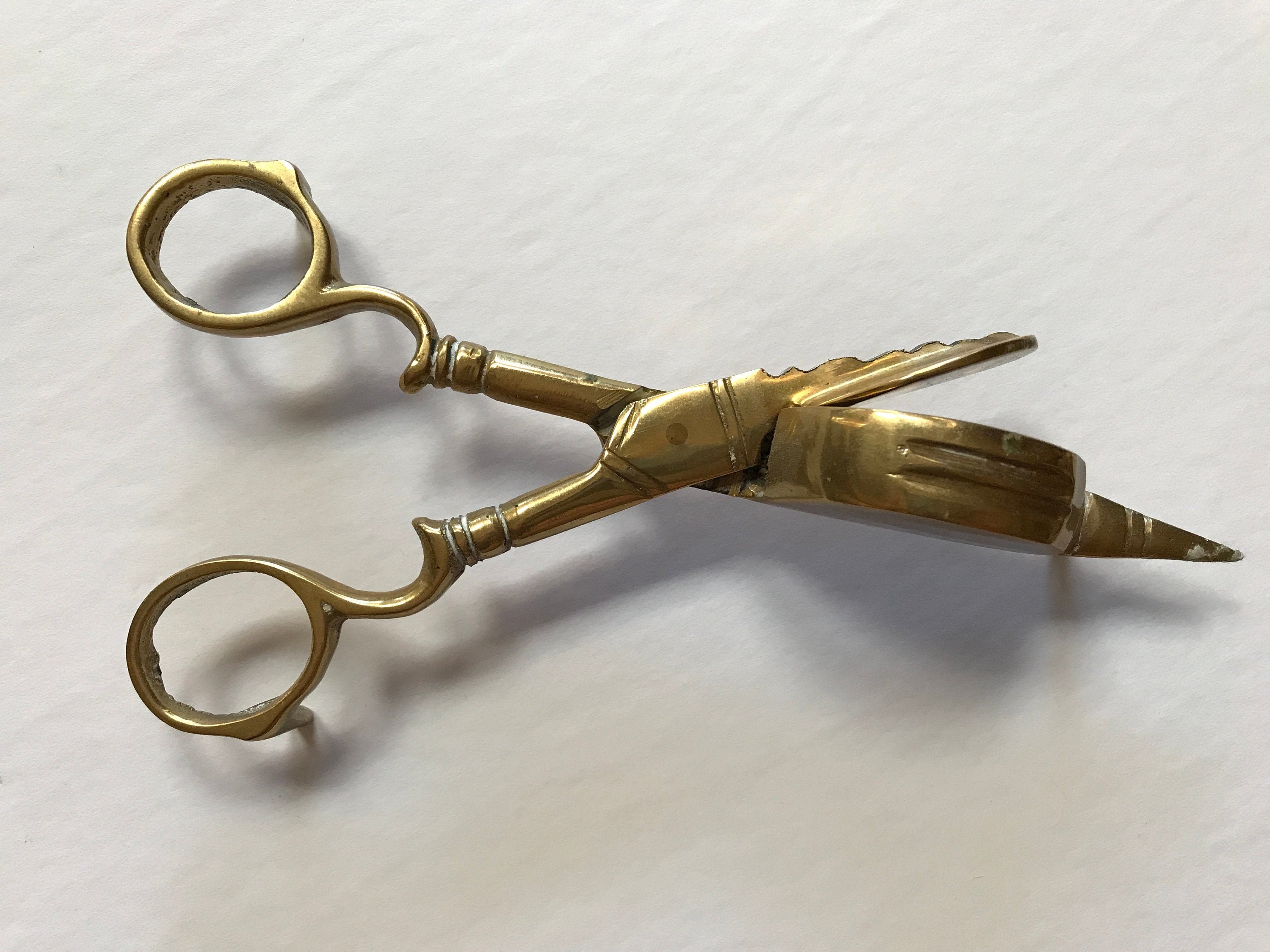 Vintage Brass Candle Snuffing Scissors Wick Snuff Hand Etsy