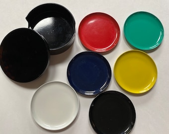 Larry Laslo Coaster Set Multi-Colors Lacquerware Made in Japan Vintage