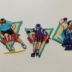 3 Vintage Rollerblading Patches – 1990s Inline Skating Collectible Sew-On Badges