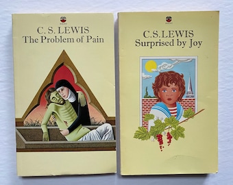 C.S. Lewis Double Book Set – The Problem of Pain & Surprised By Joy – 1985 Fontana Books Paperbacks