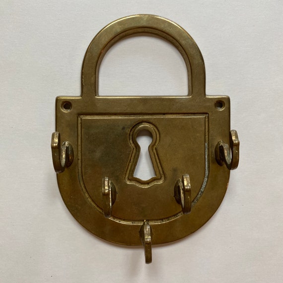 Brass Padlock W/ Key Hooks Vintage Wall Decor - Etsy