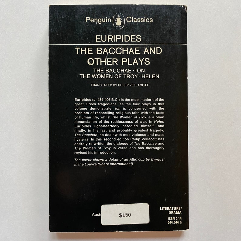 Euripides - the Bacchae and Other Plays 1972 Paperback Book Penguin ...
