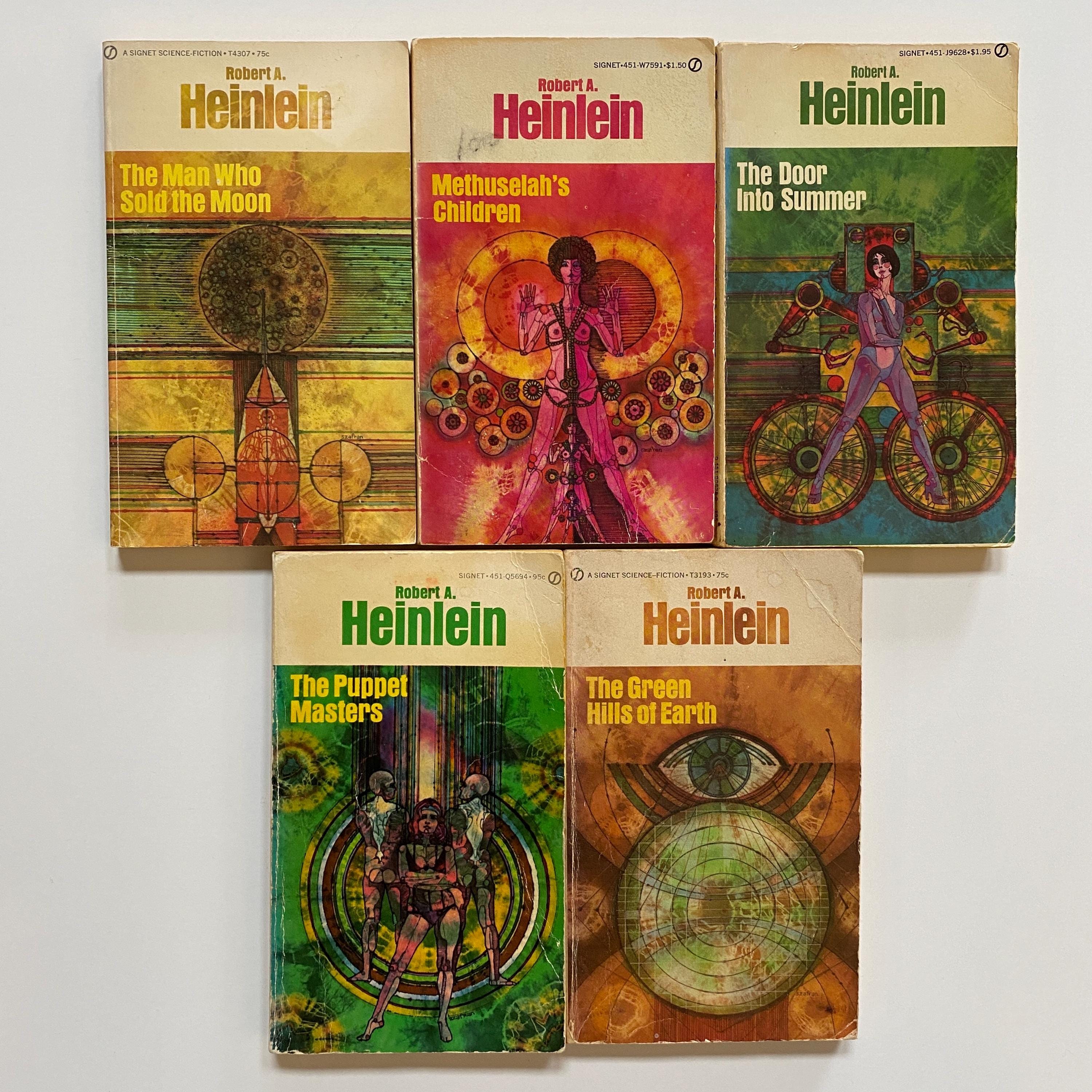 Robert Heinlein Psychedelic Cover Art 1950s Paperback 5 Lot of