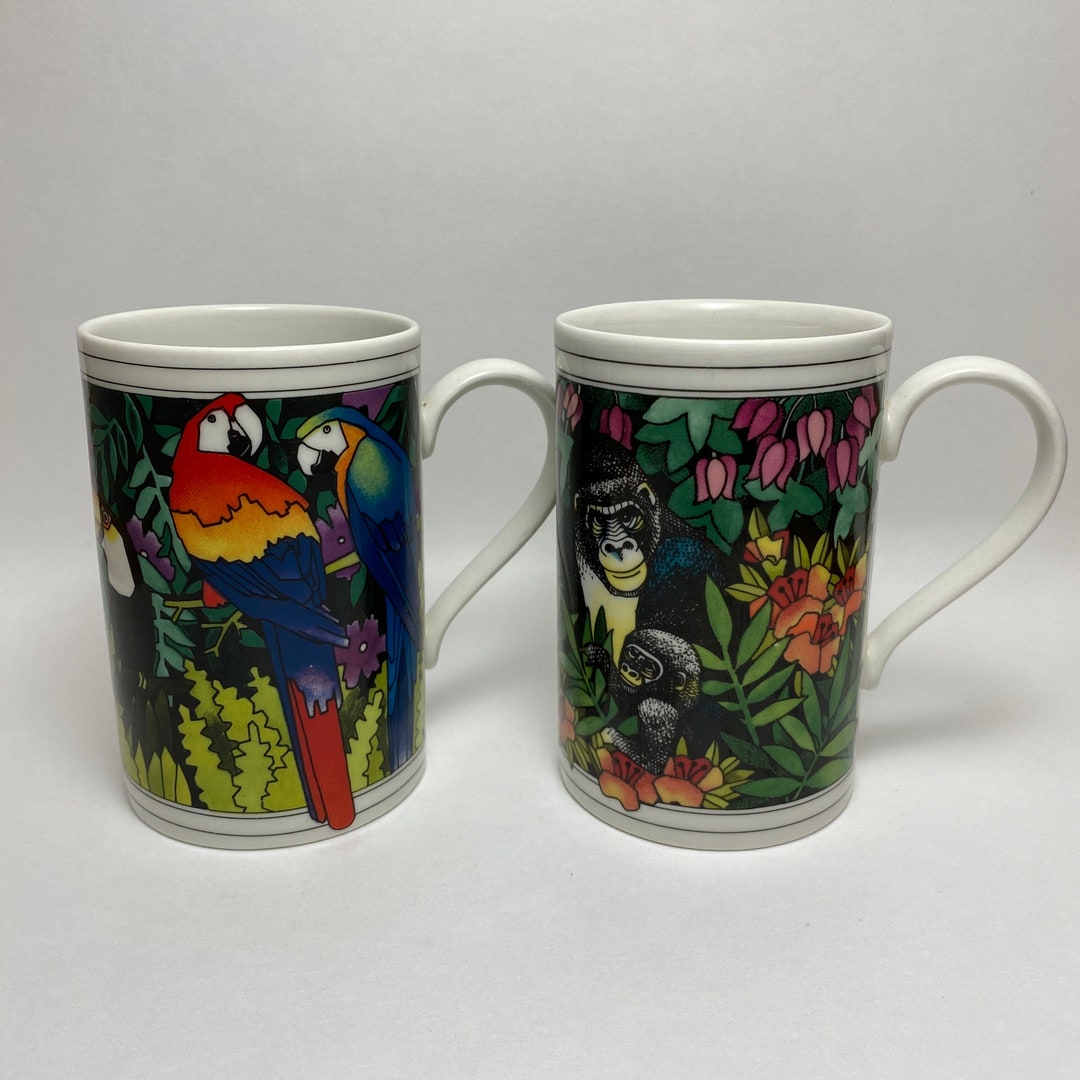Lot de 2 Tasses Mugs Animaux en 3D - Eléphant et Girafe