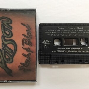 Poison - Flesh & Blood 1990 / Vintage Cassette Tape / Tested Working Rock n Roll 90s Music