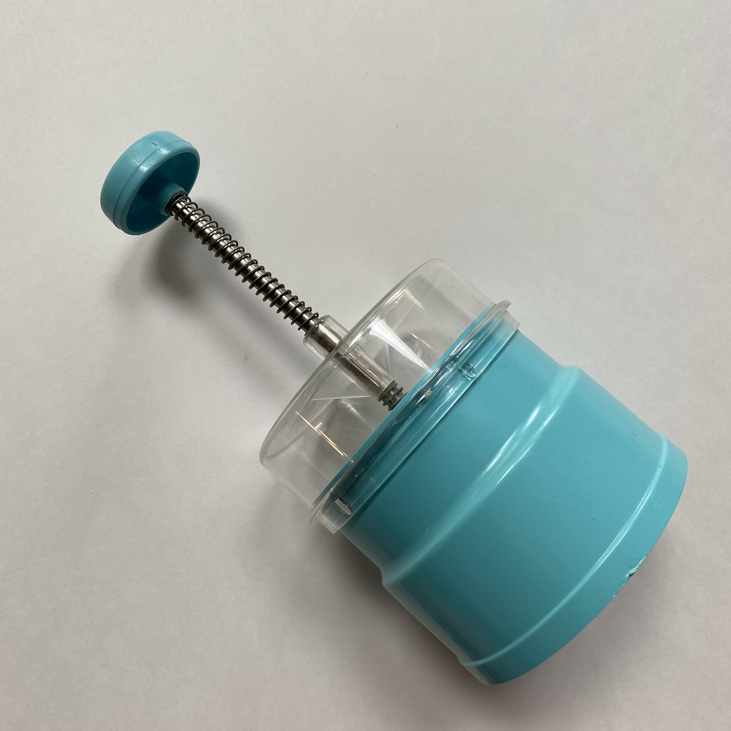 Chop-O-Matic Popeil Food Chopper Retro Blue 1950s Vintage Kitchen Decor or Tool