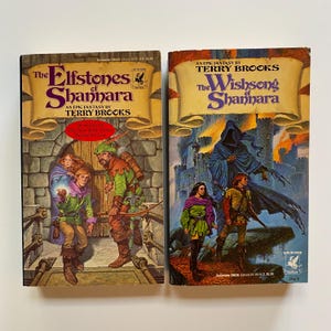 The Elfstones of Shannara and The Wishsong of Shannara by Terry Brooks 1990s Paperback Del Rey Edition