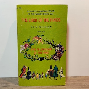 The Fellowship of the Ring by JRR Tolkien 1971 Paperback 1st Printing, Methuen Canadian Edition, Pauline Baynes Cover Art