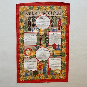 Welsh Recipes Tea Towel or Wall Hanging Elgate Products Limited Vintage Home Decor
