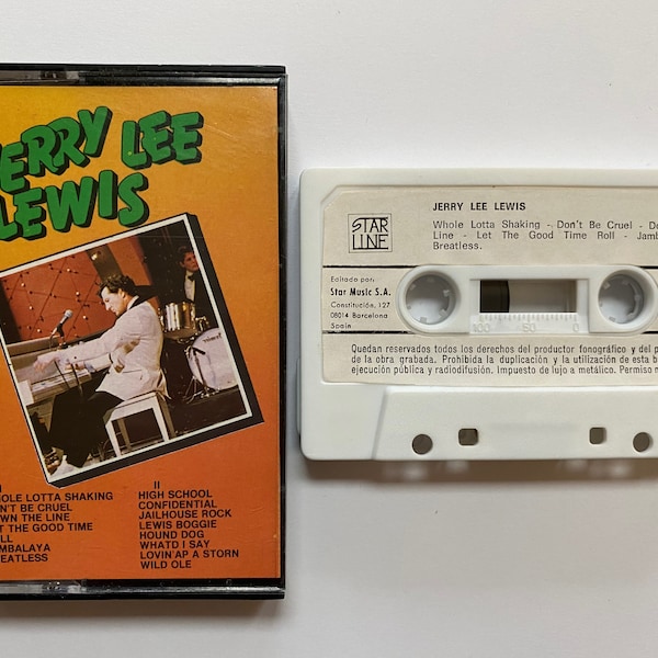 Jerry Lee Lewis - Vintage Cassette Tape / RARE made in Spain / Tested Working