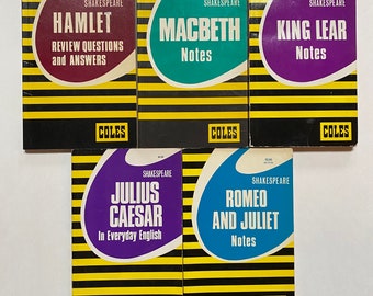 Shakespeare Coles Study Guides Reference Lot of 5 Books (Paperbacks, Coles Publishing)