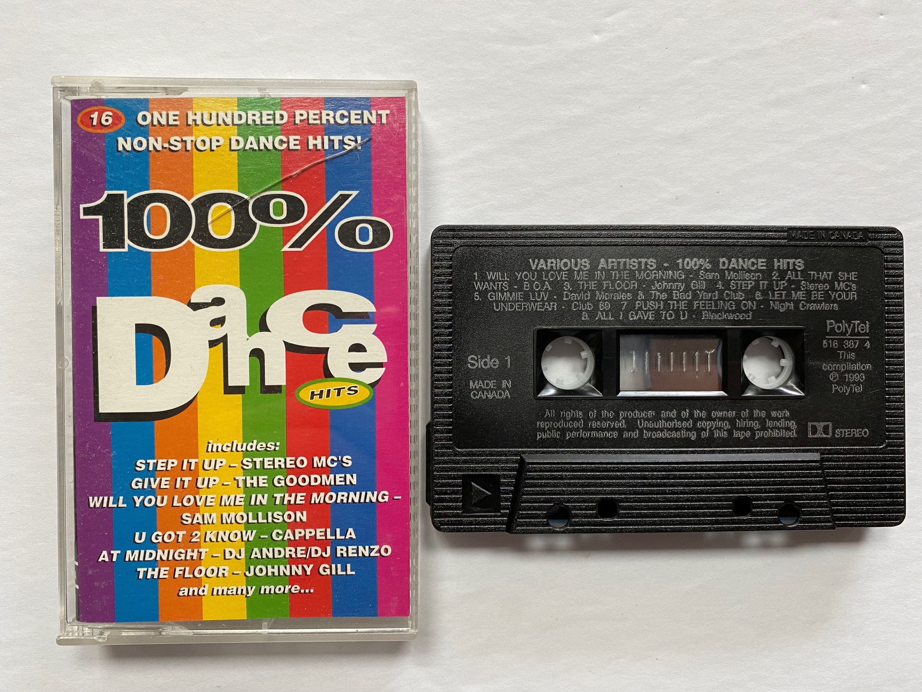 100% Dance Hits 1993 Vintage Cassette Tape / Tested Working -  Canada