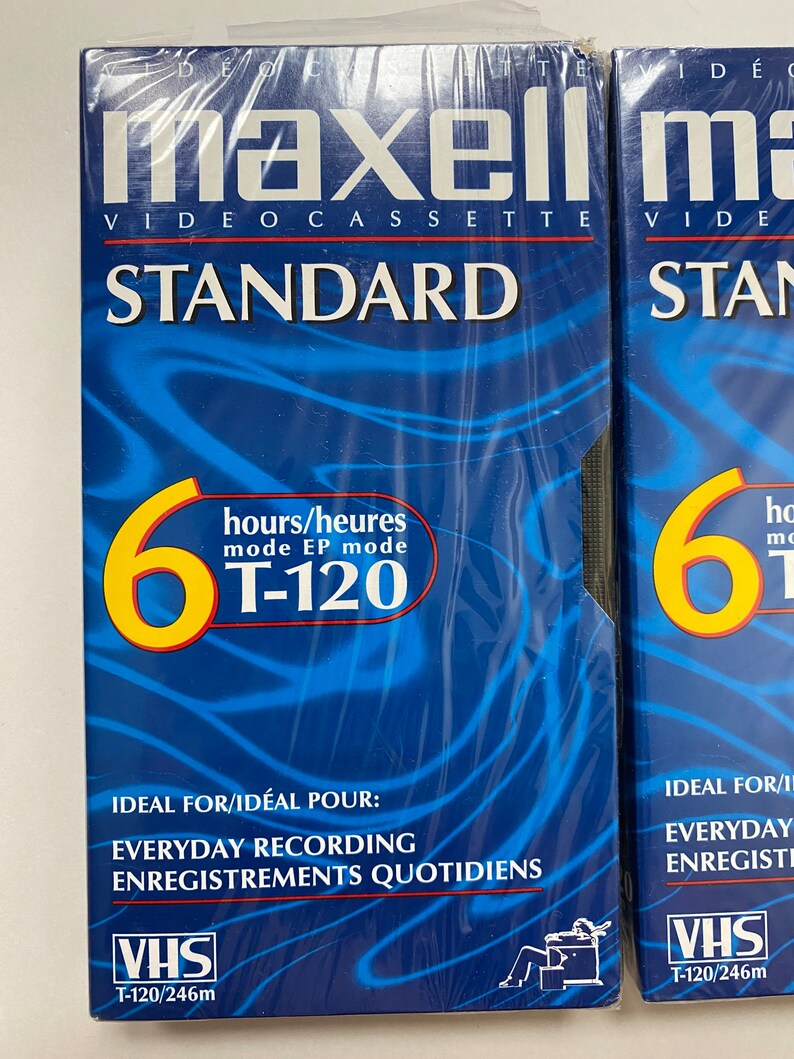 Maxell T-120 Lot of 4 VHS Video Tapes SEALED Blank Standard Grade Quantity of 4 New Old Stock afbeelding 3