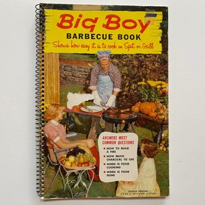 Big Boy Barbecue Book by Recipe Testing Bbq Institute 1956 Softcover Wire Spiral Bound Grosset and Dunlap