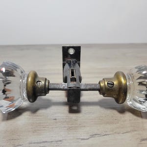 Antique Vintage Glass Door Knob Set Mortise Latch Victorian Hardware Restoration Interior Door Handle Rustic Home Decor Collectible