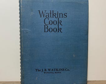 エレイン・アレン著『ワトキンス料理本』（1943年）ハードカバーリング綴じ第4版、ミネソタ州ウィノナのJ.R.ワトキンス社発行