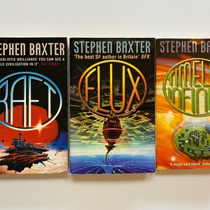 Stephen Baxter Lot of 3 Paperback Books 1990's Raft Flux Time Like