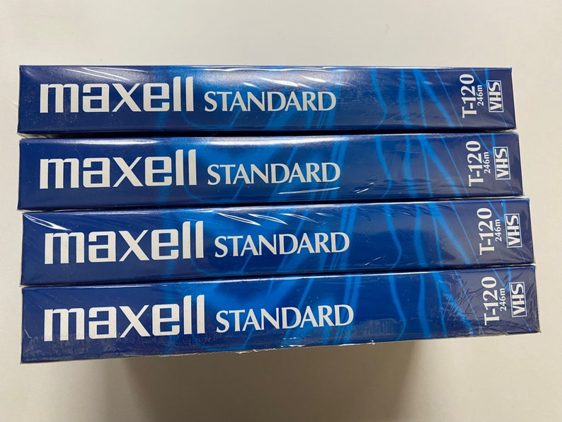 Maxell T-120 Lot of 4 VHS Video Tapes SEALED Blank Standard Grade Quantity of 4 New Old Stock afbeelding 2