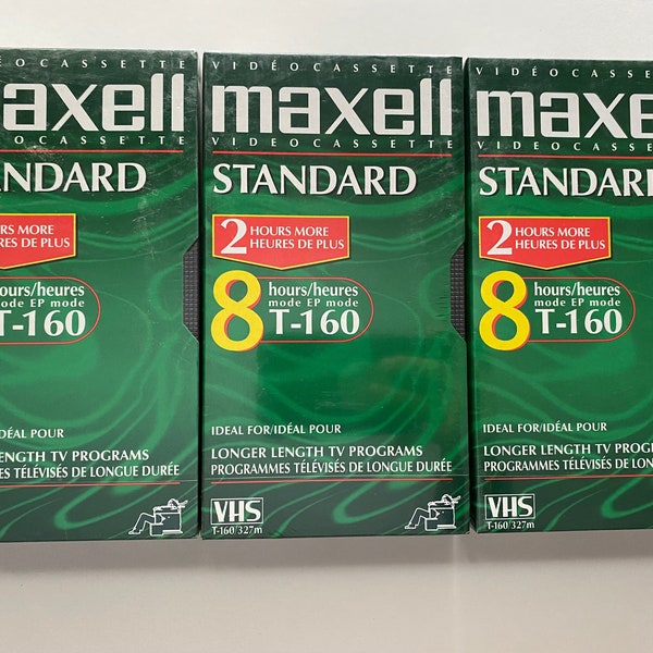 Maxell T-160 Lot of 3 VHS Video Tapes SEALED Blank Standard Grade Quantity New Old Stock