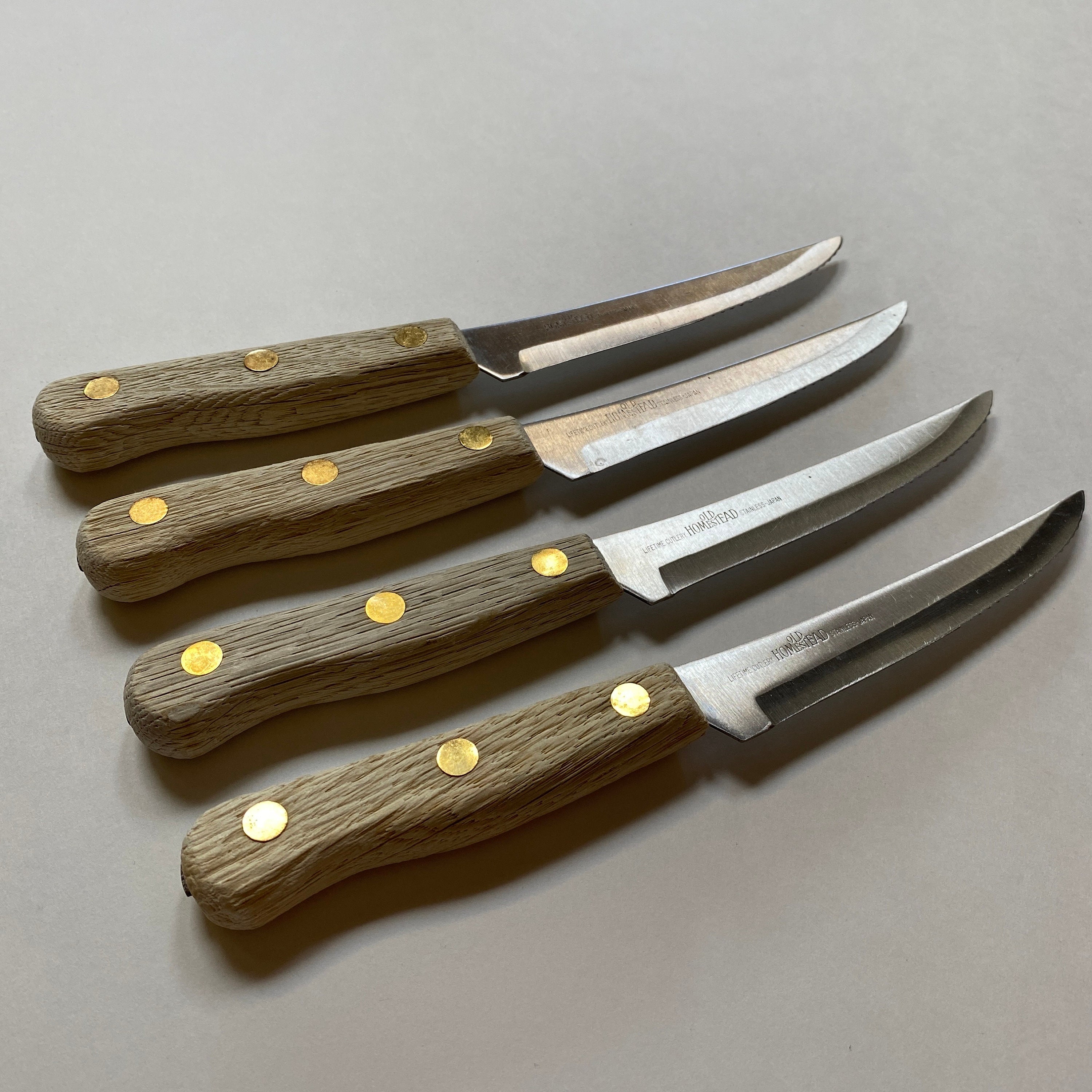 ファッションなデザイン 4 of Set Japan Stainless Homestead Old Serrated Wood Knives 調理器具