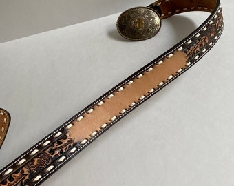 Montana Silversmiths Buckle & Hand-tooled Leather Belt  display picture 3