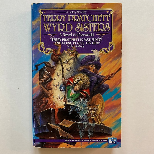 Wyrd Sisters by Terry Pratchett 1990 Paperback Book 1st Printing ROC Edition