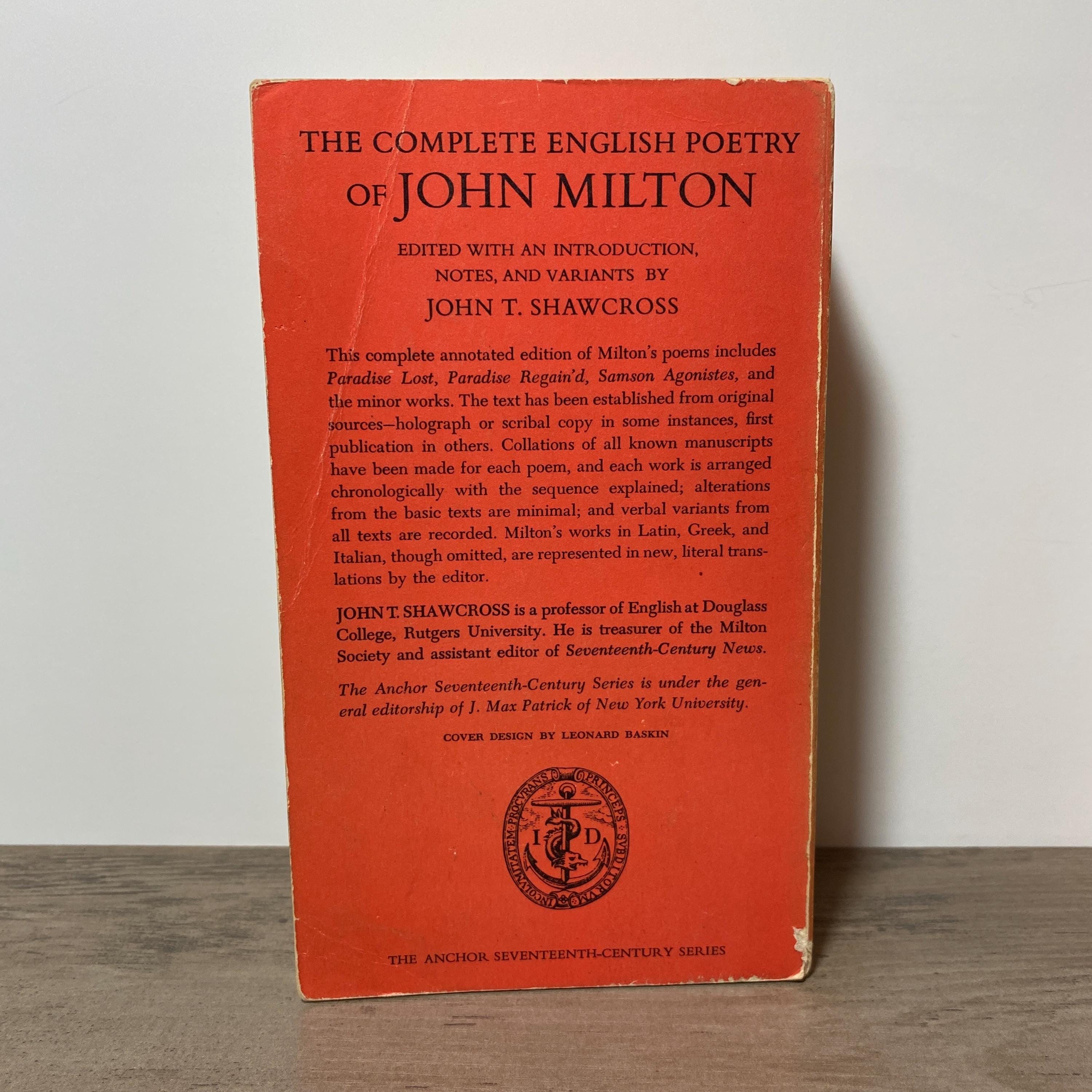 The Complete English Poetry of John Milton (1963) Paperback
