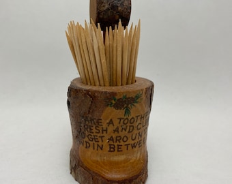 Wooden Toothpick Holder Vintage Cabinware Cottageware