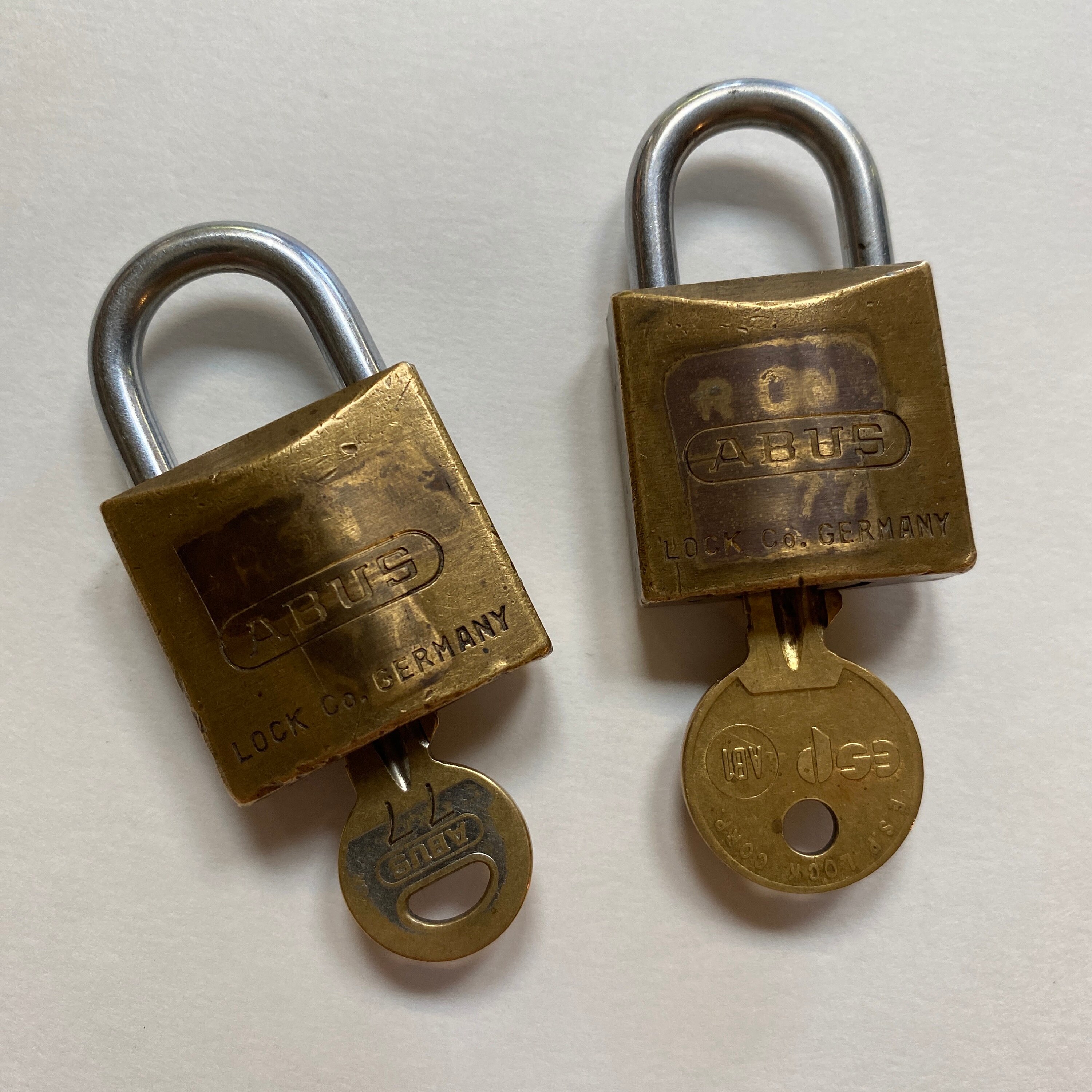 ヴィンテージ ロックと鍵 2個セット 真鍮製 Abus Locks Co. ドイツ 