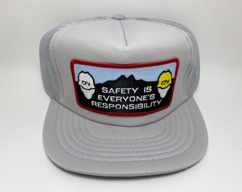 Vintage Trucker Hat Foam & Mesh Cap 1980s Safety is Everyone’s Responsibility