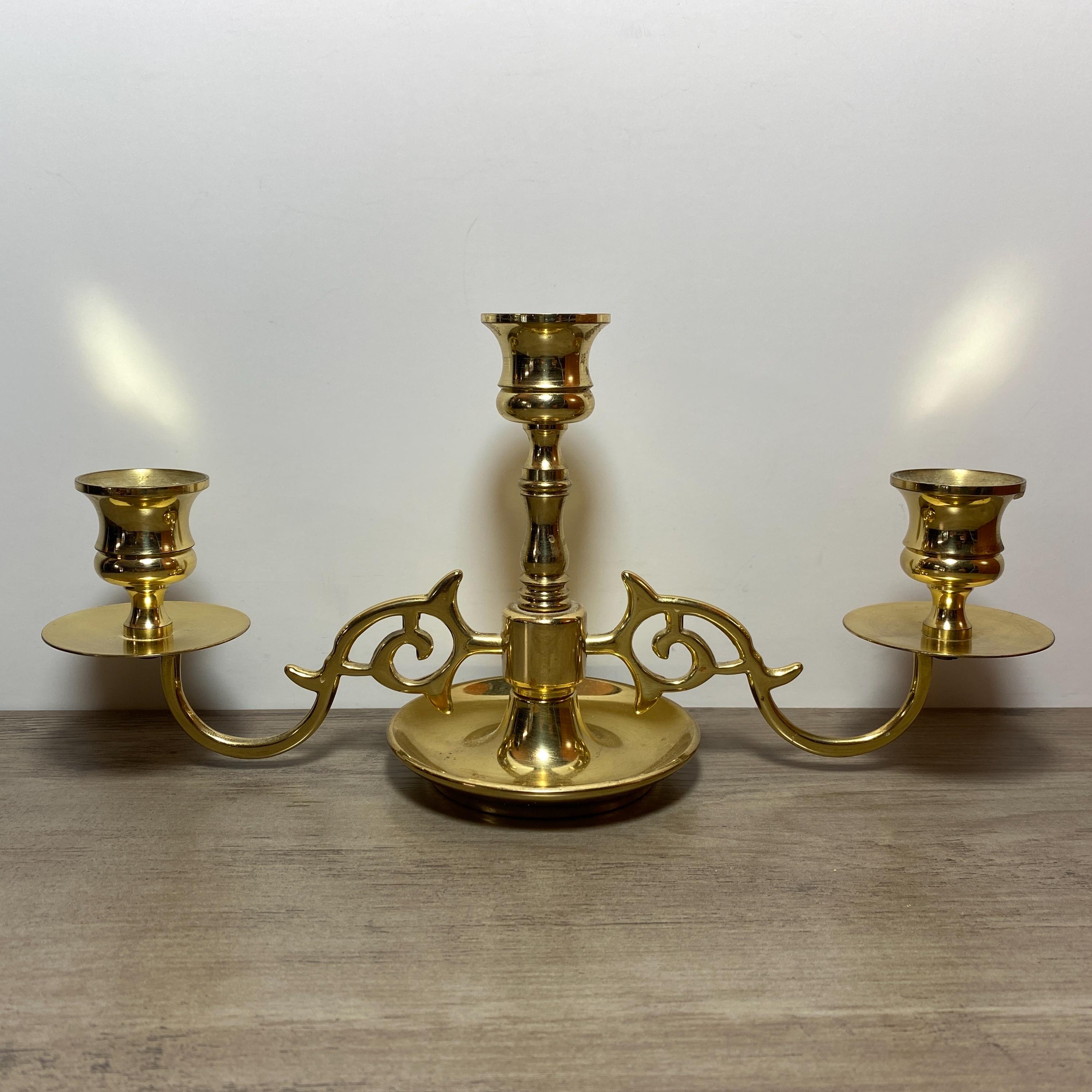 Mount Vernon ペン立て Baldwin Brass製 Baldwin Brass Triple Candlestick Holder Forged in America Heavy 3