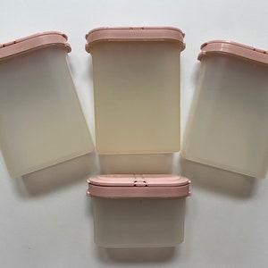Tupperware Pink Spice Shakers Containers 4 Piece Set Vintage Storage Kitchenware
