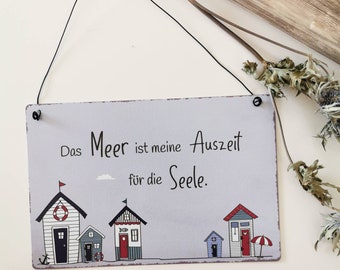 maritime metal sign, sign with saying The sea is my time out for the soul, sea sign, sea fine, maritime decoration