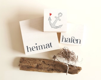 Wooden sign home port, plate with inscription home port, wooden sign home port, wooden tiles, text plate