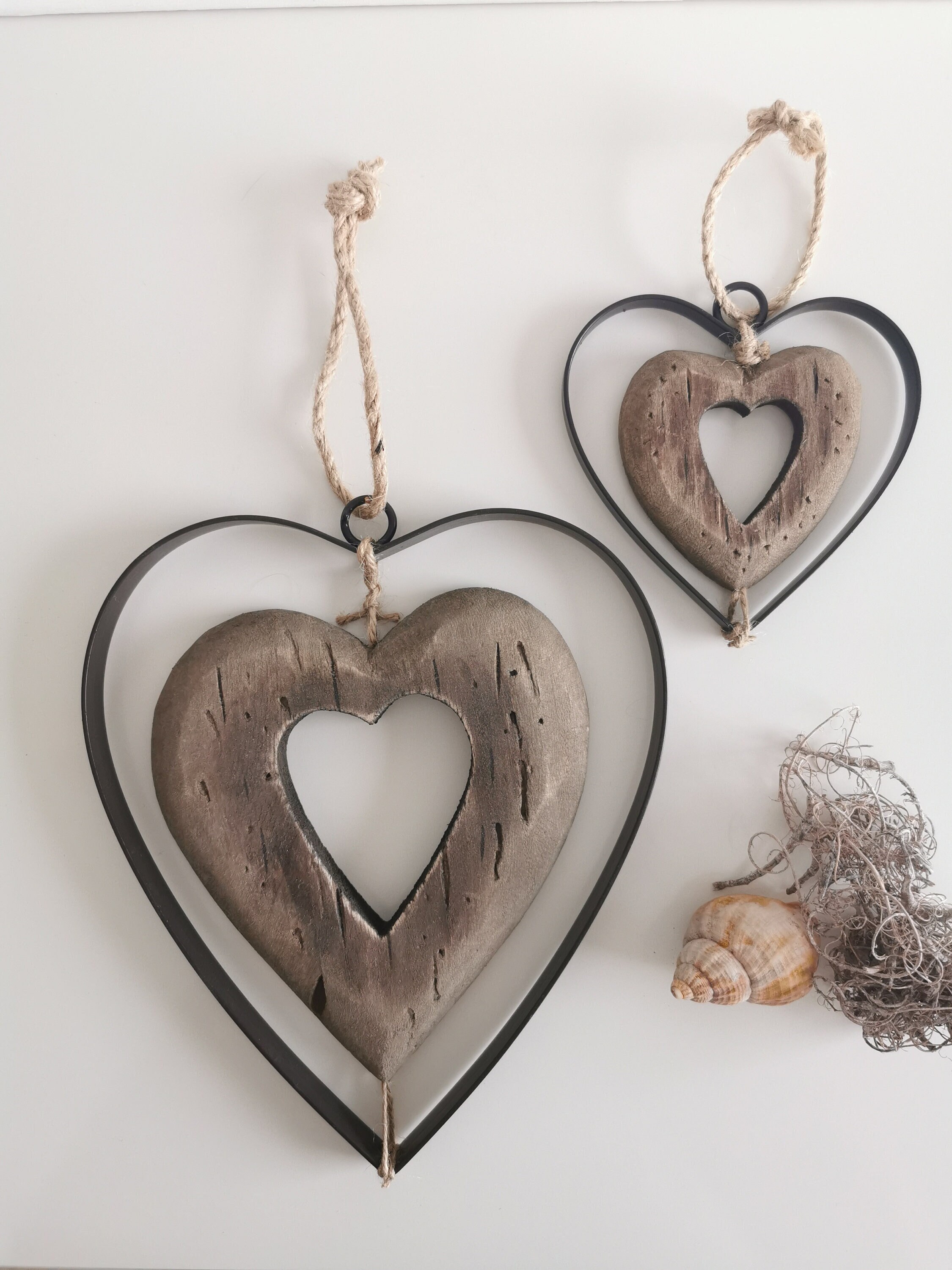 Heart decoration pendant, heart decoration pendant, driftwood look, maritime decoration, door decoration, window decoration,