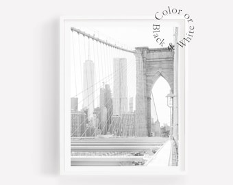 Brooklyn Bridge Photography Print: NYC Minimalist Wall Art